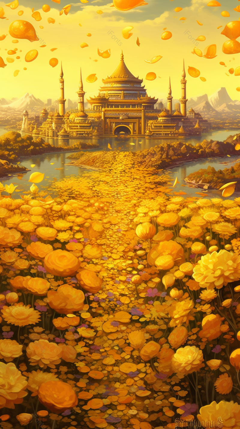 满地鲜花飘落花瓣城堡插画,插画/手绘图,插画/手绘图库,插画/手绘图下载,插画/手绘
